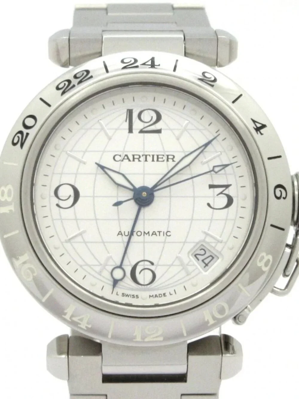 Cartier Pasha C Meridian GMT Silver Men's Wrist Watch
